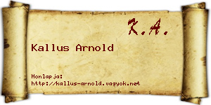 Kallus Arnold névjegykártya